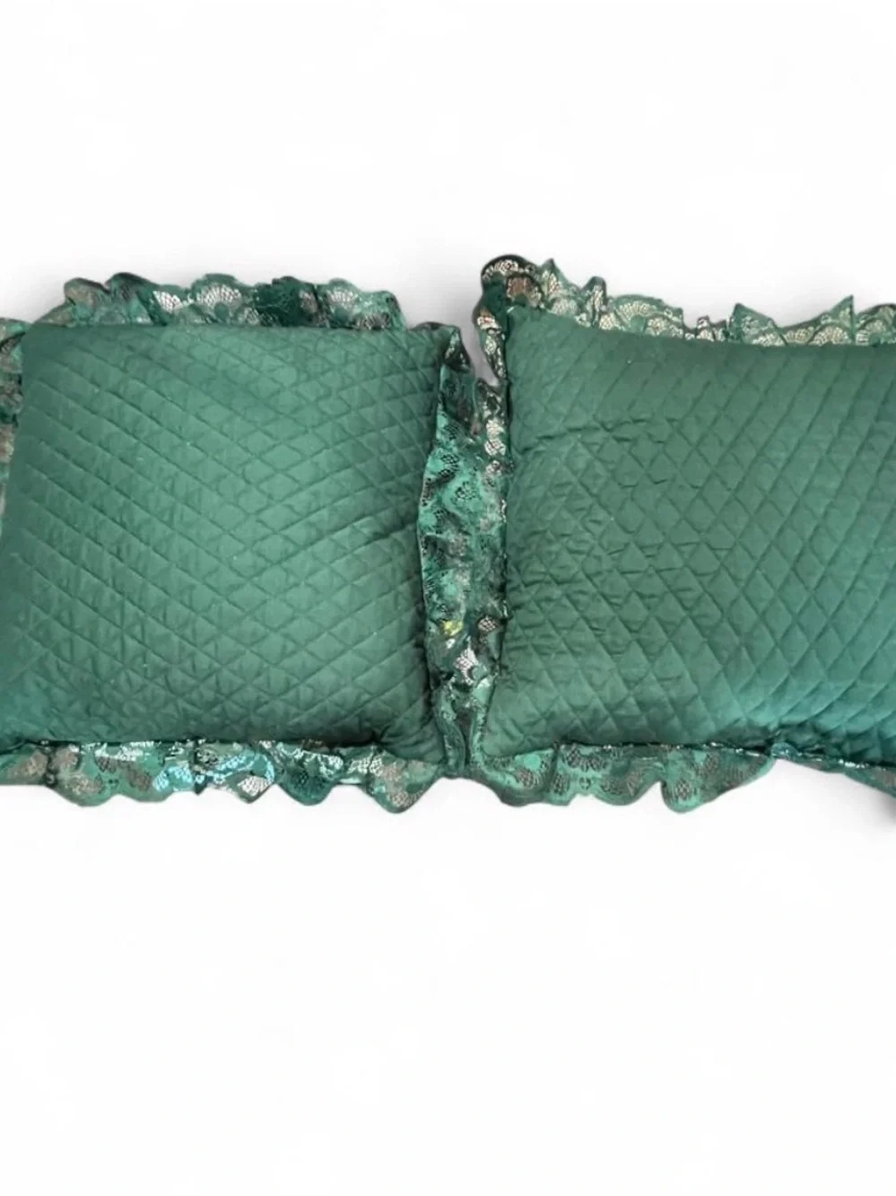 Patchwork Floral Throw Pillow Pair - Green and Red